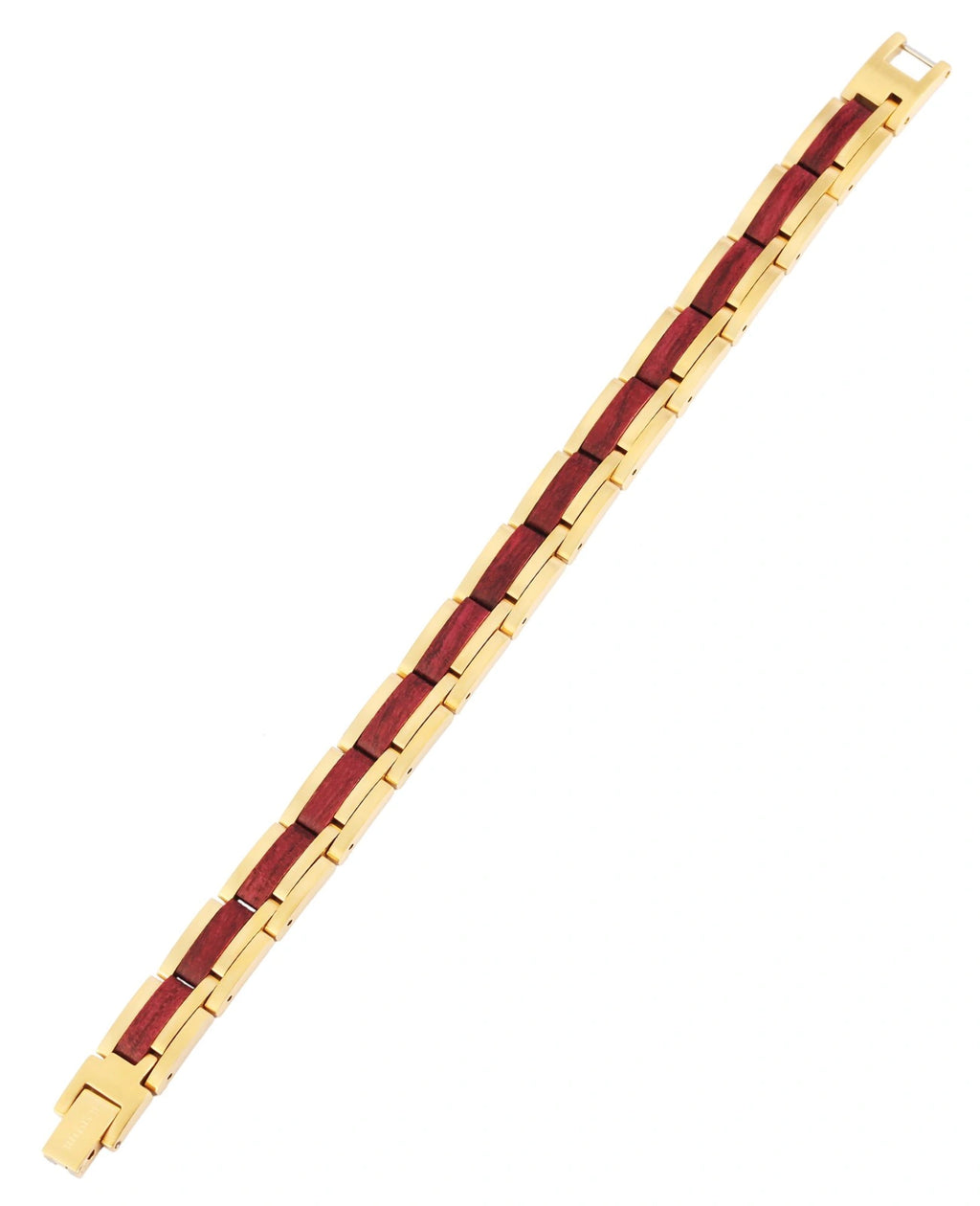 gliederarmband in der mitte holz außen edelstahl goldfarben
