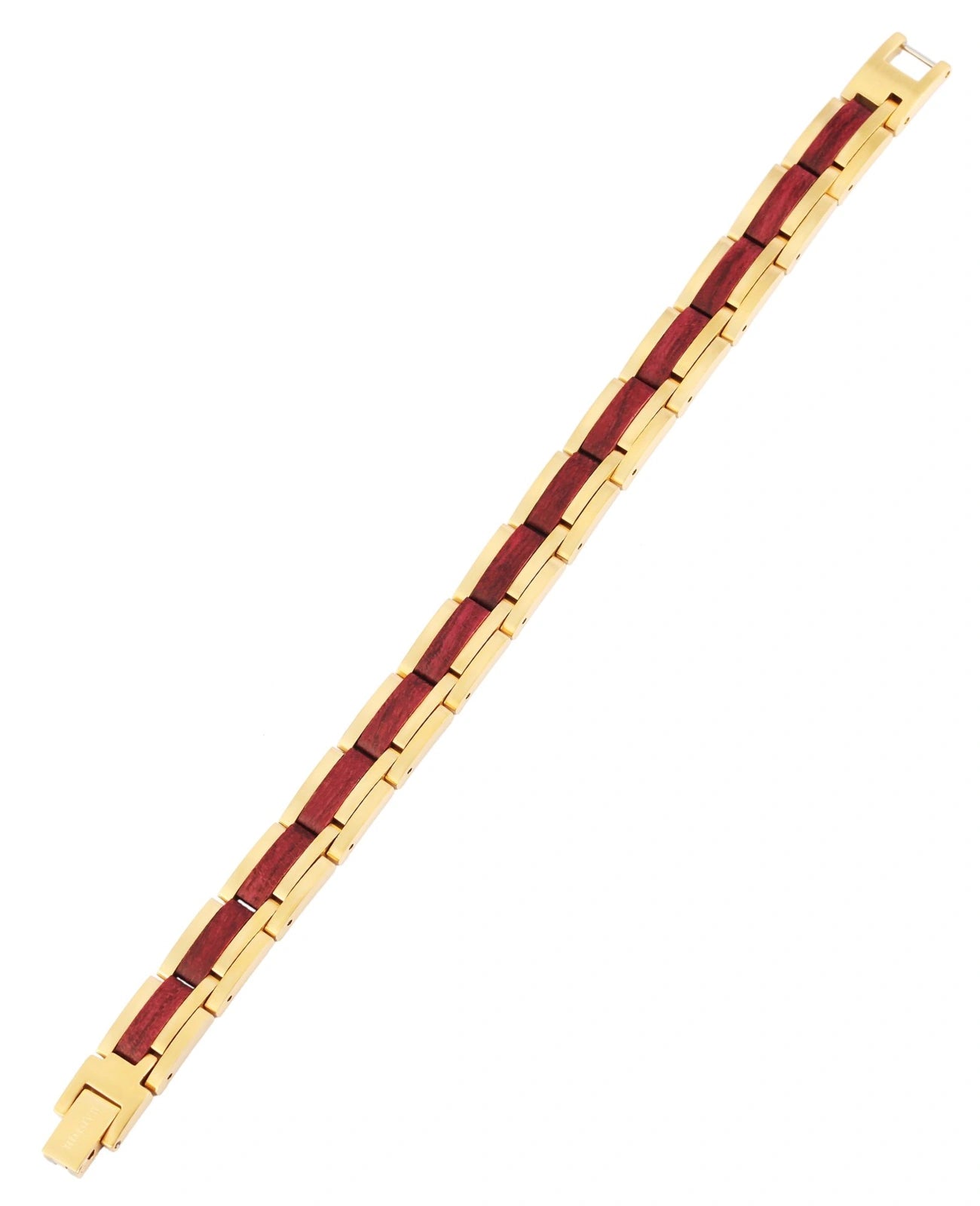gliederarmband in der mitte holz außen edelstahl goldfarben