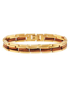 gliederarmband in der mitte holz außen edelstahl goldfarben