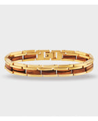 gliederarmband in der mitte holz außen edelstahl goldfarben