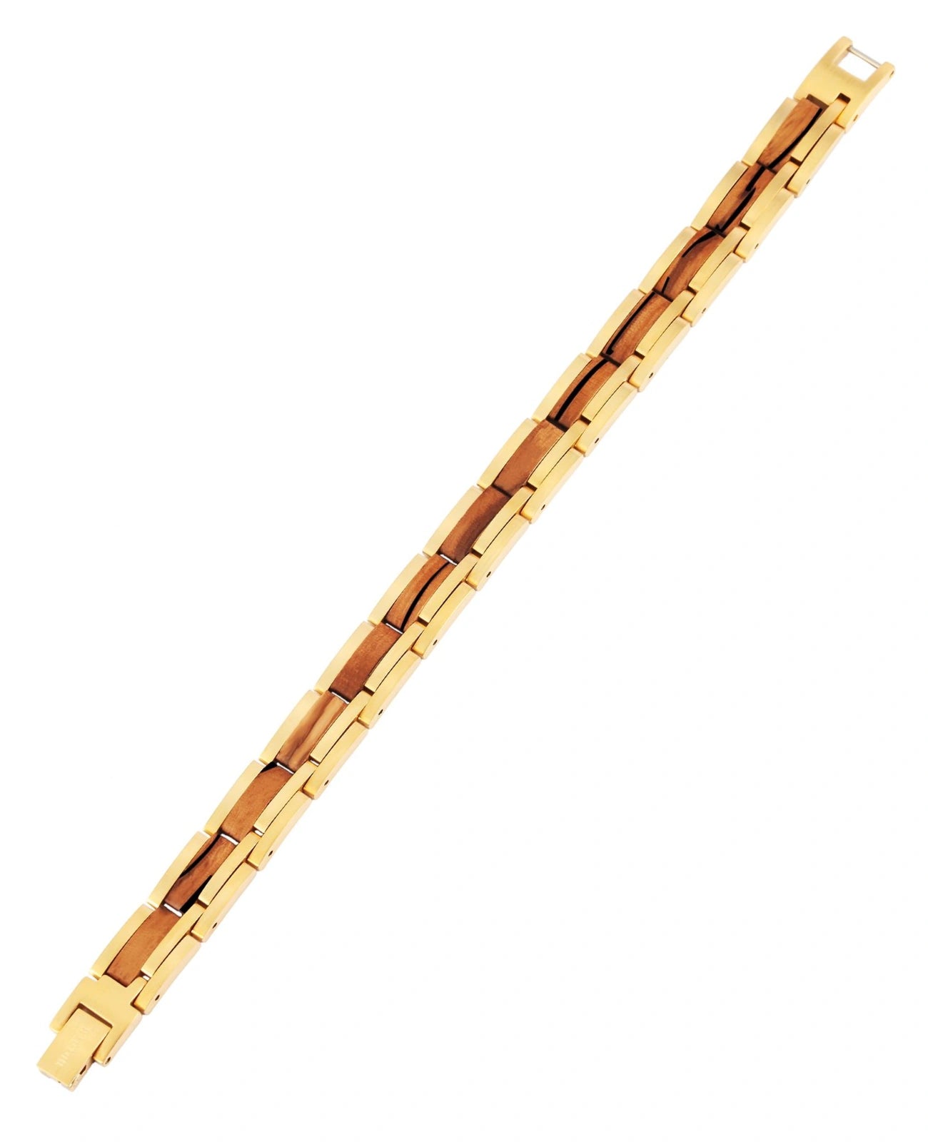 gliederarmband in der mitte holz außen edelstahl goldfarben