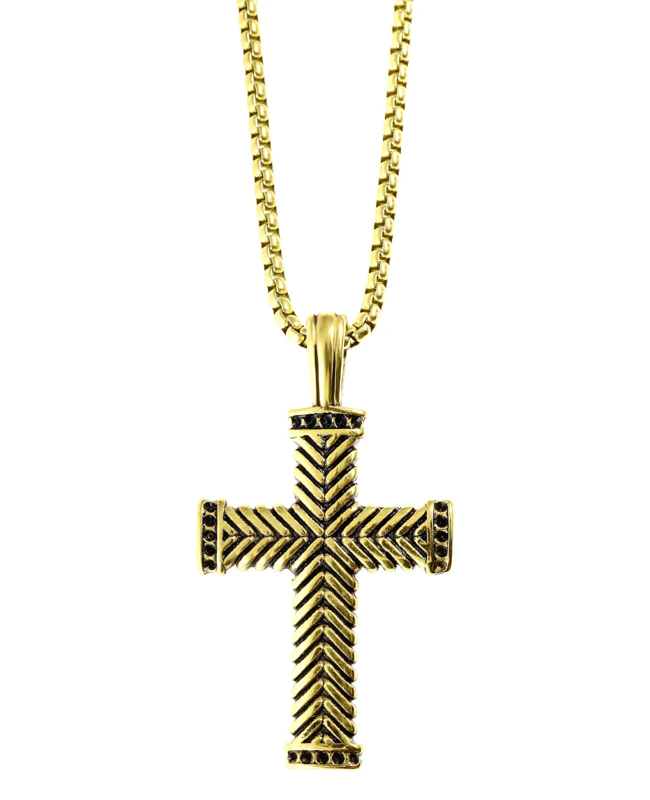 veneziakette mit großen eckigen kreuz anhänger