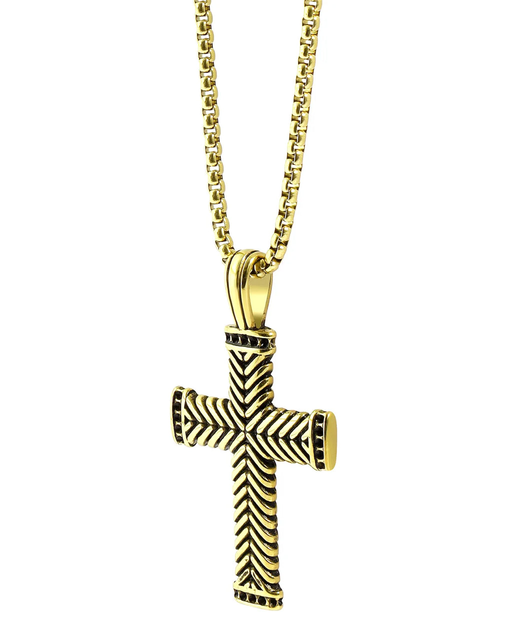 veneziakette mit großen eckigen kreuz anhänger