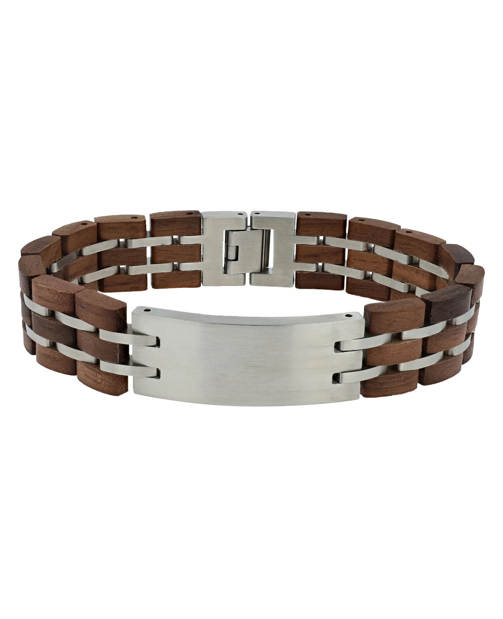 breites ident armband mit holz gliederarmband