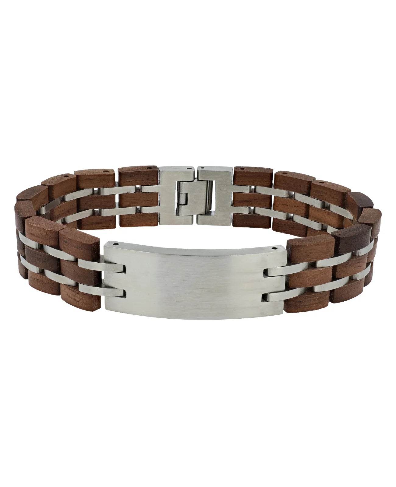 breites ident armband mit holz gliederarmband