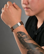 breites ident armband mit holz gliederarmband