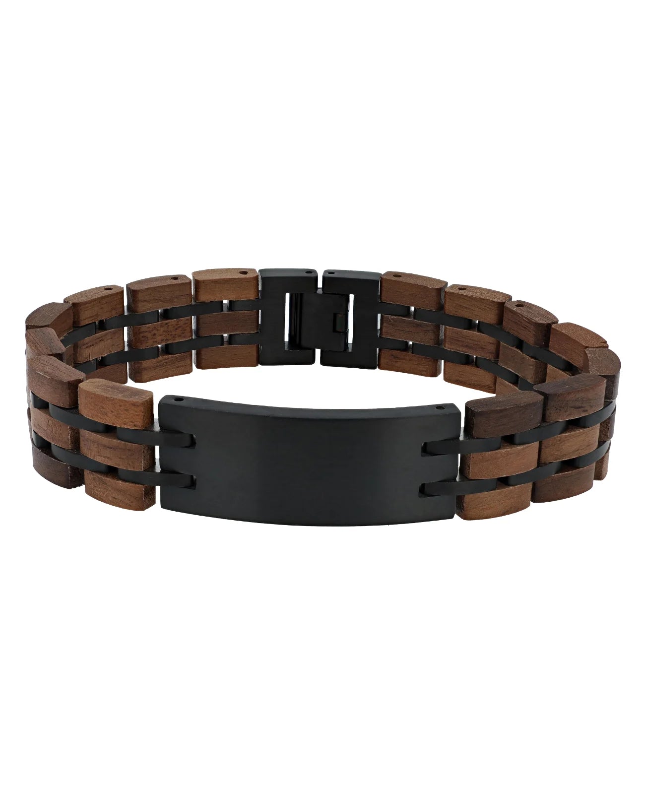 breites ident armband mit holz gliederarmband