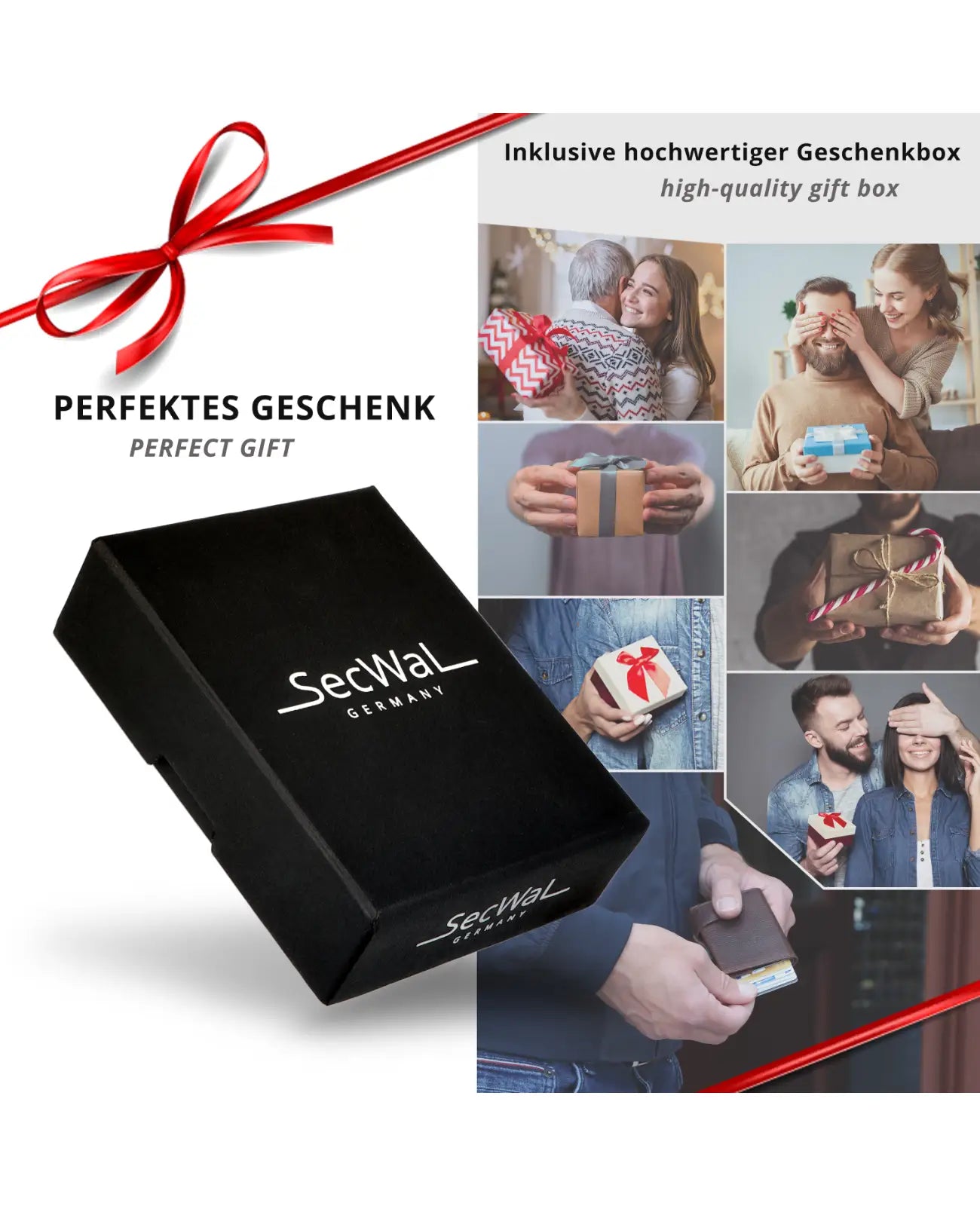 Dunkelbrauner rechteckiger Geldbeutel mit rfid kartenschutzcontainer