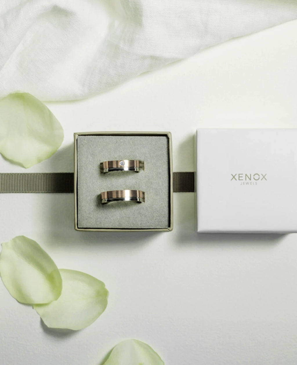 XENOX Herrenring Edelstahl silber-rosé Größe 60
