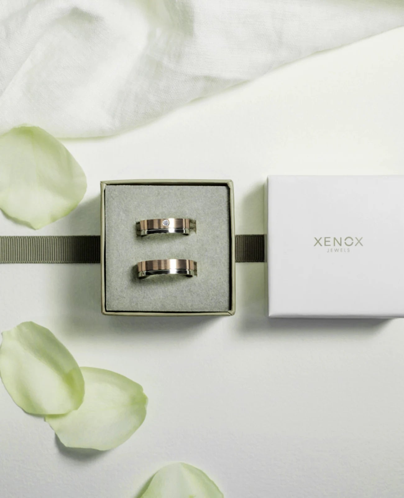 XENOX Herrenring Edelstahl silber-rosé Größe 60