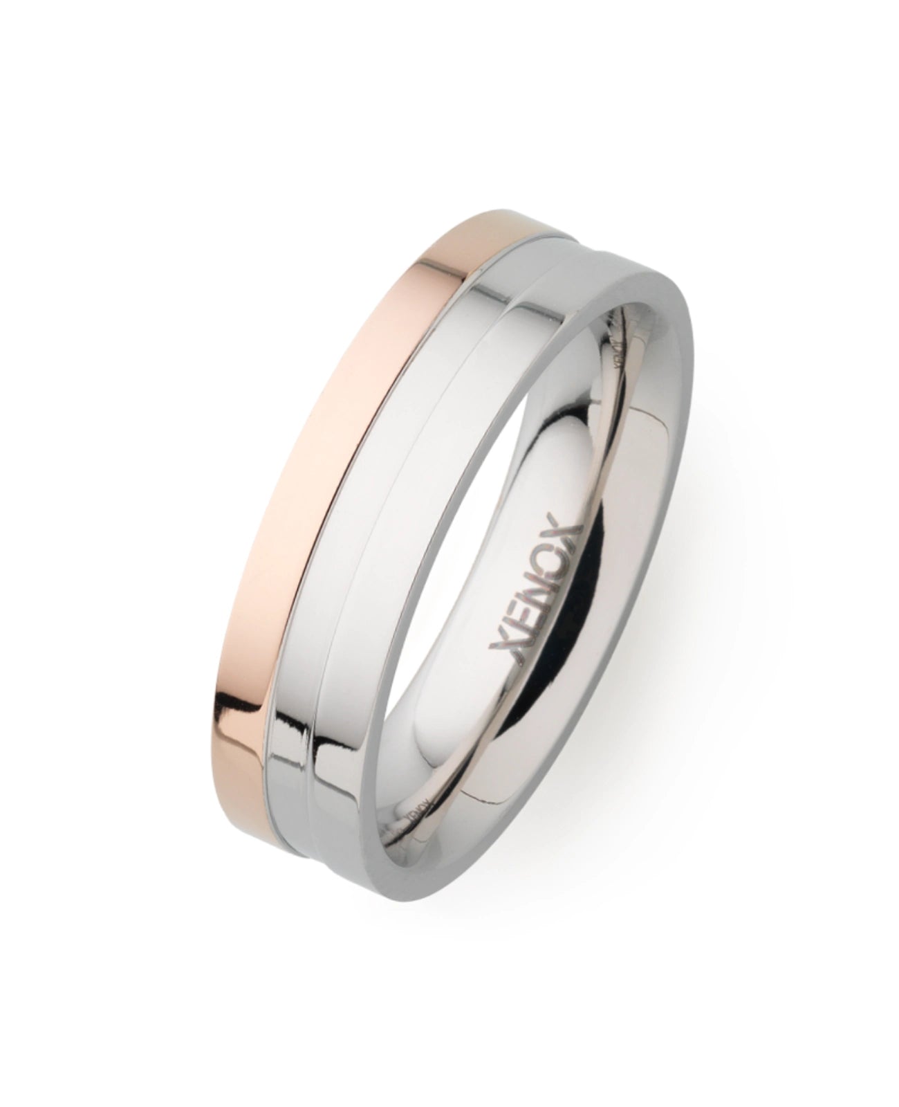 Ring eine seite rosé die andere edelstahl in der mitte rille