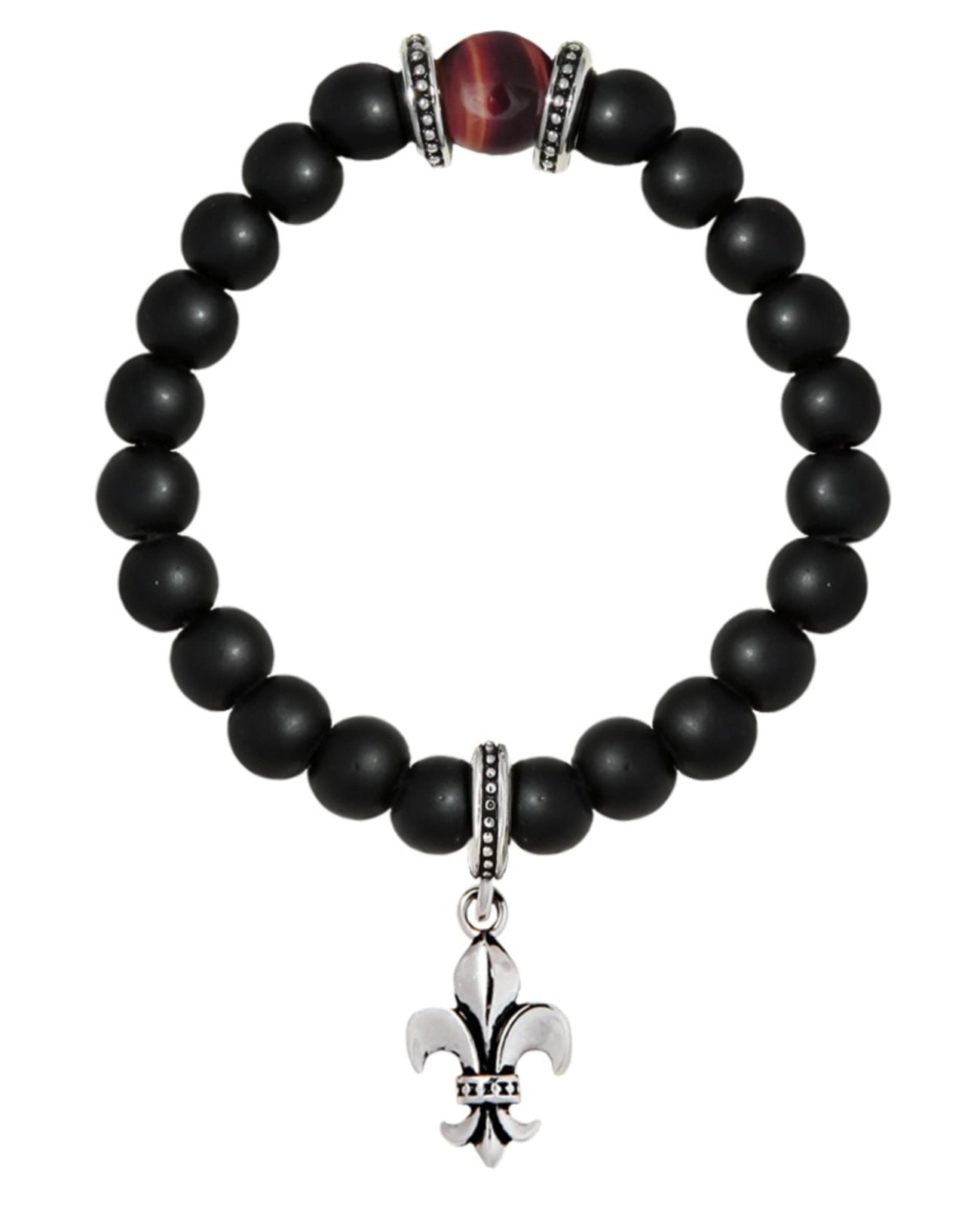 onyx kugeln stretcharmband mit motiv anhänger