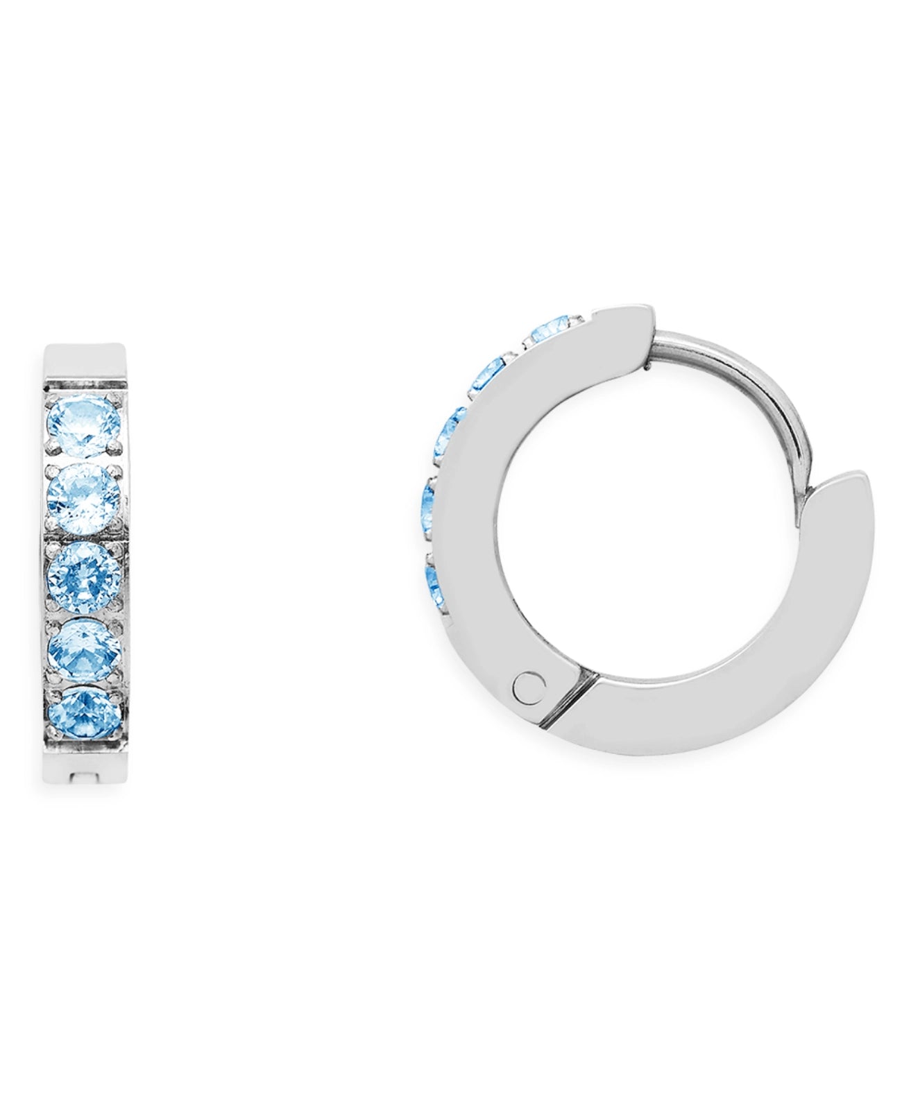 kleine creolen mit 5 zirkonia hellblau silberfarben