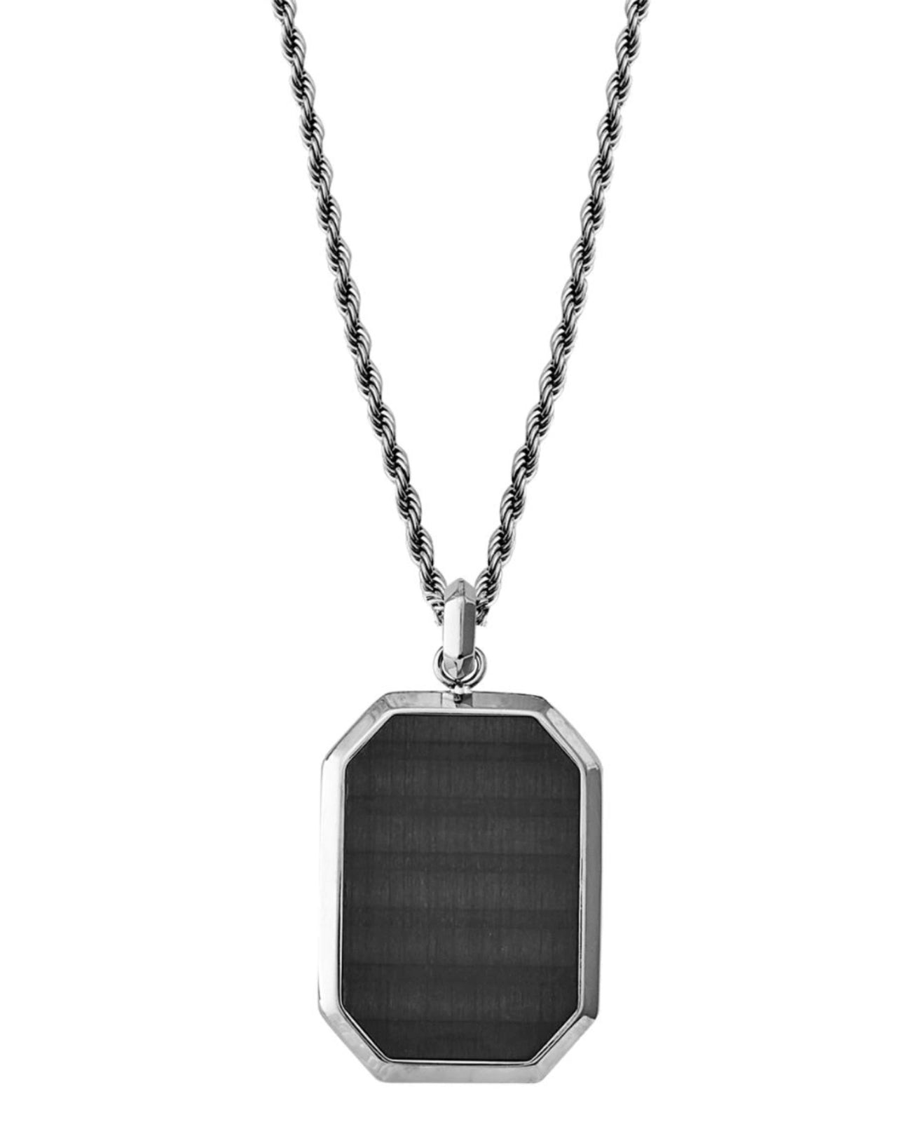 kordelkette mit anhänger achteckig mit schwarzen stein