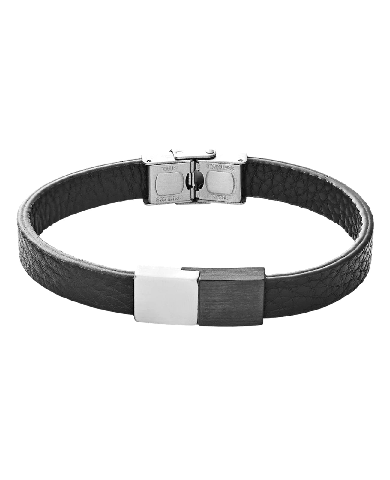 flaches breites lederarmband schwarz