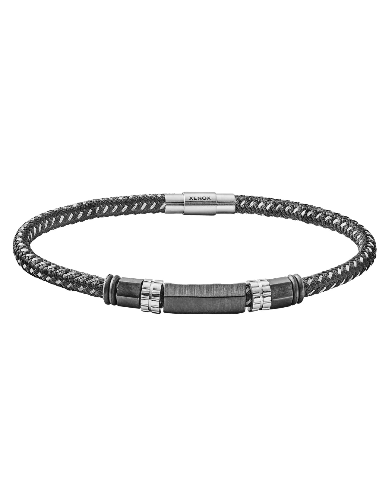 rundes textilarmband mit Edelstahlteilen