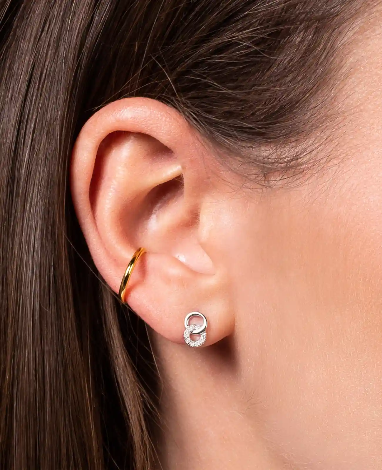 ohrstecker zwei ineinander geschlungenen ringe rosegold