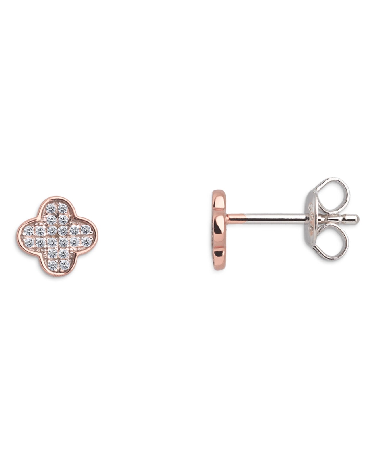 Kleeblatt ohrstecker rosegold voll mit steinen besetzt