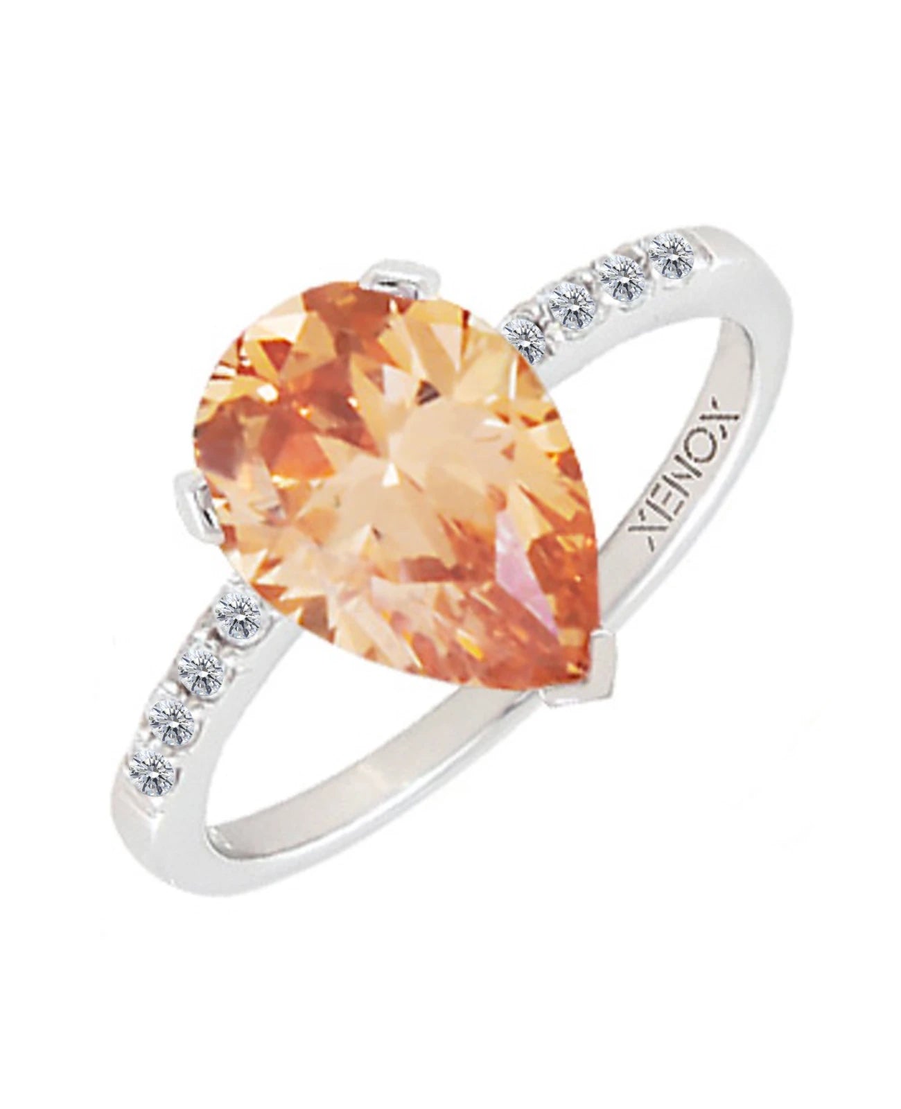 ring mit tropfenförmigen orangen stein