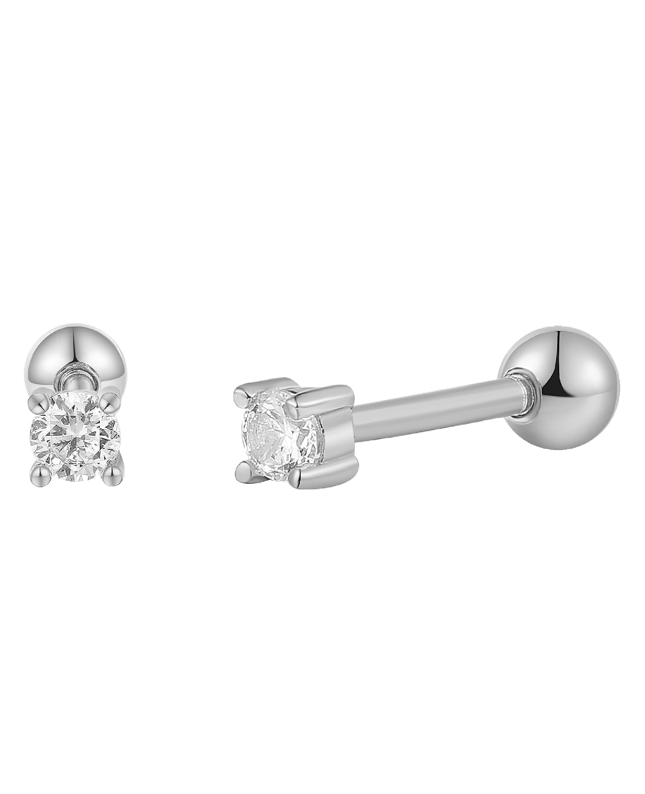 piercing ohrstecker mit schraubgewinde zirkonia in krappenfassung