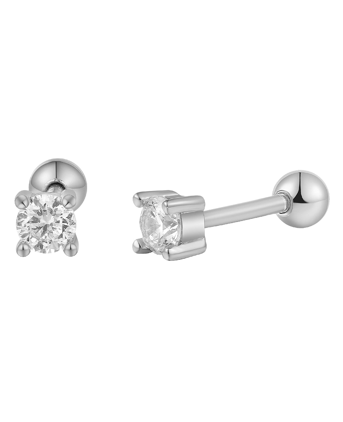 piercing ohrstecker mit schraubgewinde zirkonia in krappenfassung