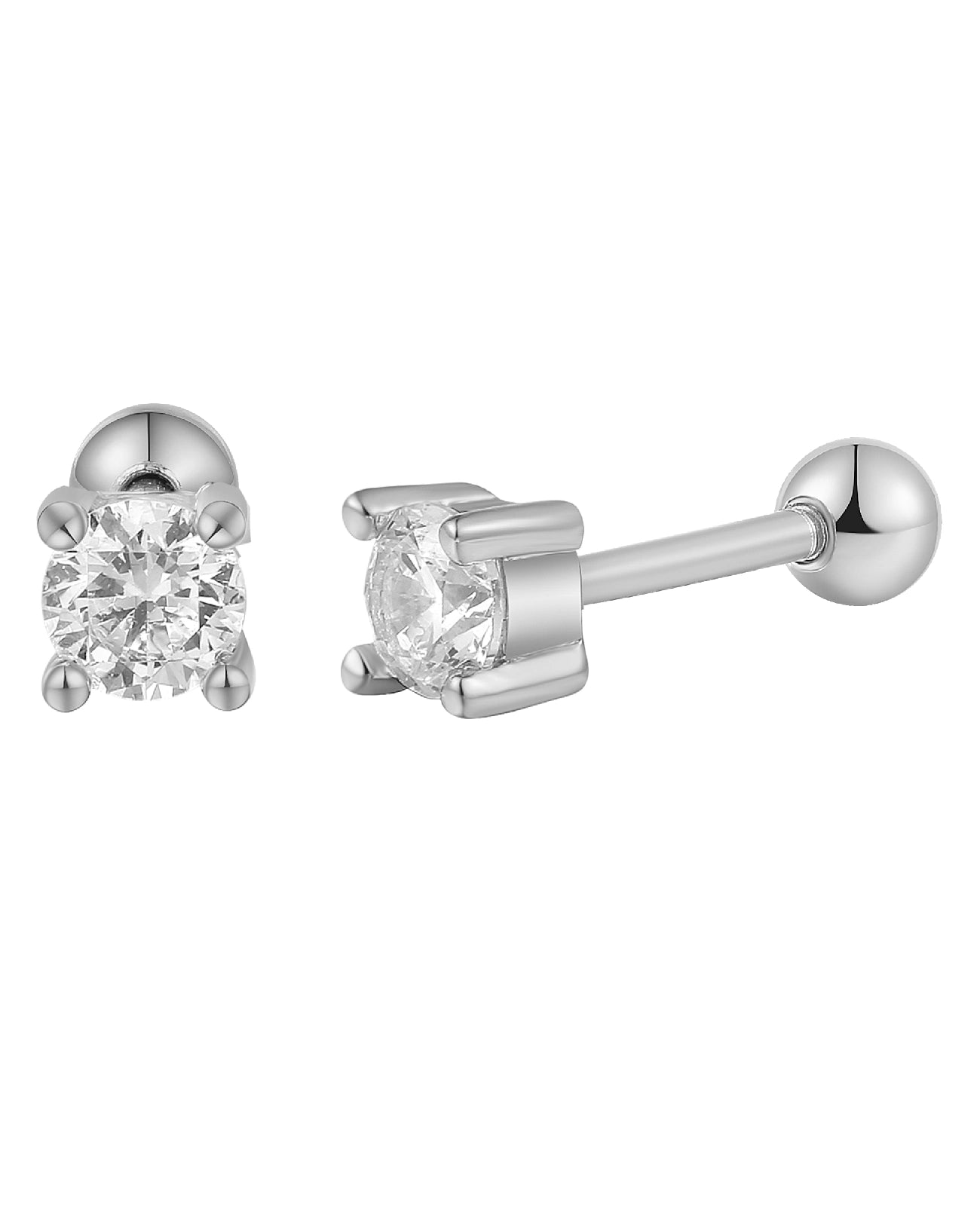 piercing ohrstecker mit schraubgewinde zirkonia in krappenfassung