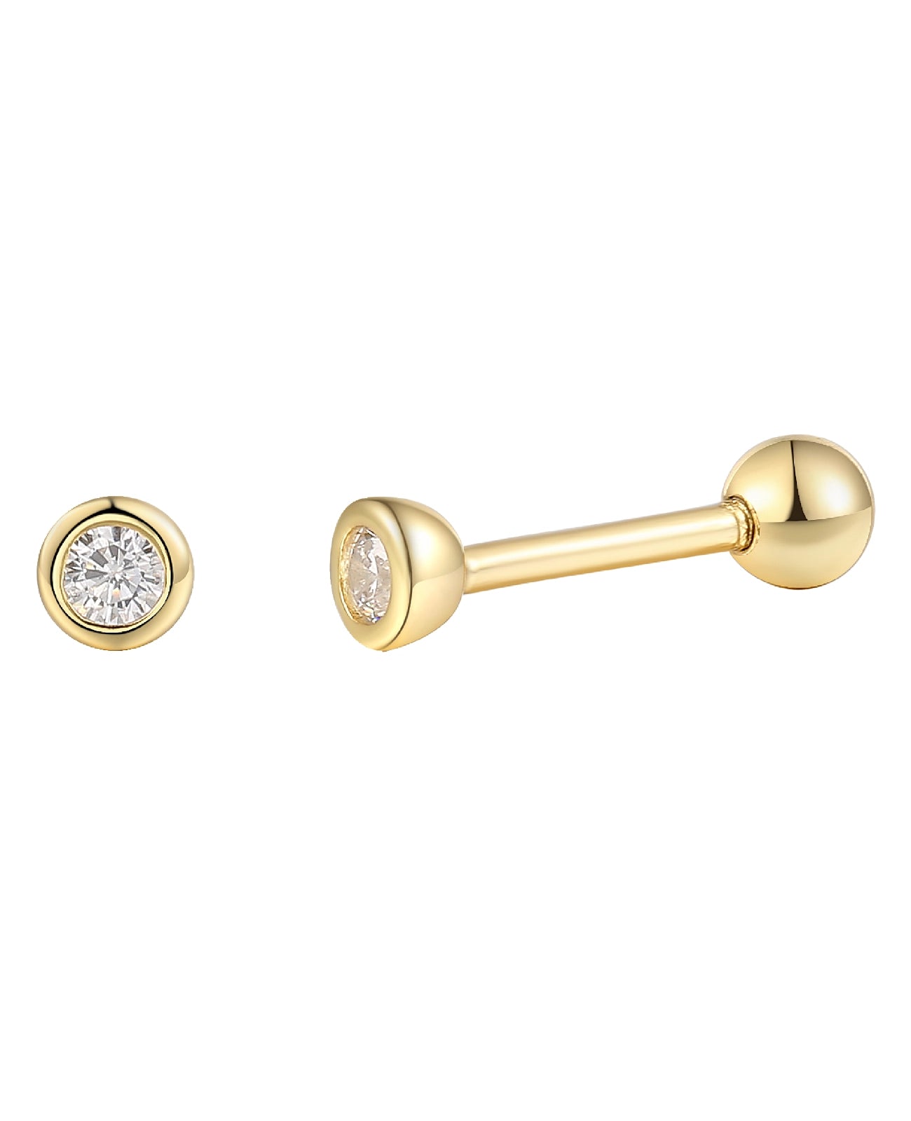 piercing ohrstecker mit schraubgewinde zirkonia in zargenfasung