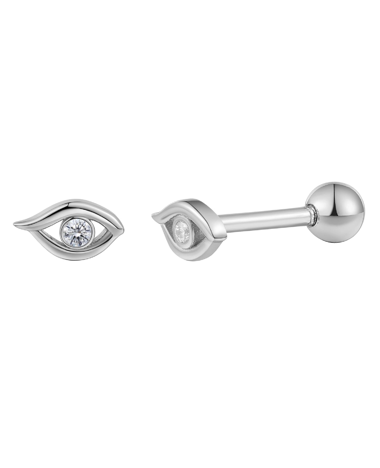 piercing ohrstecker mit schraubgewinde zirkonia als auge