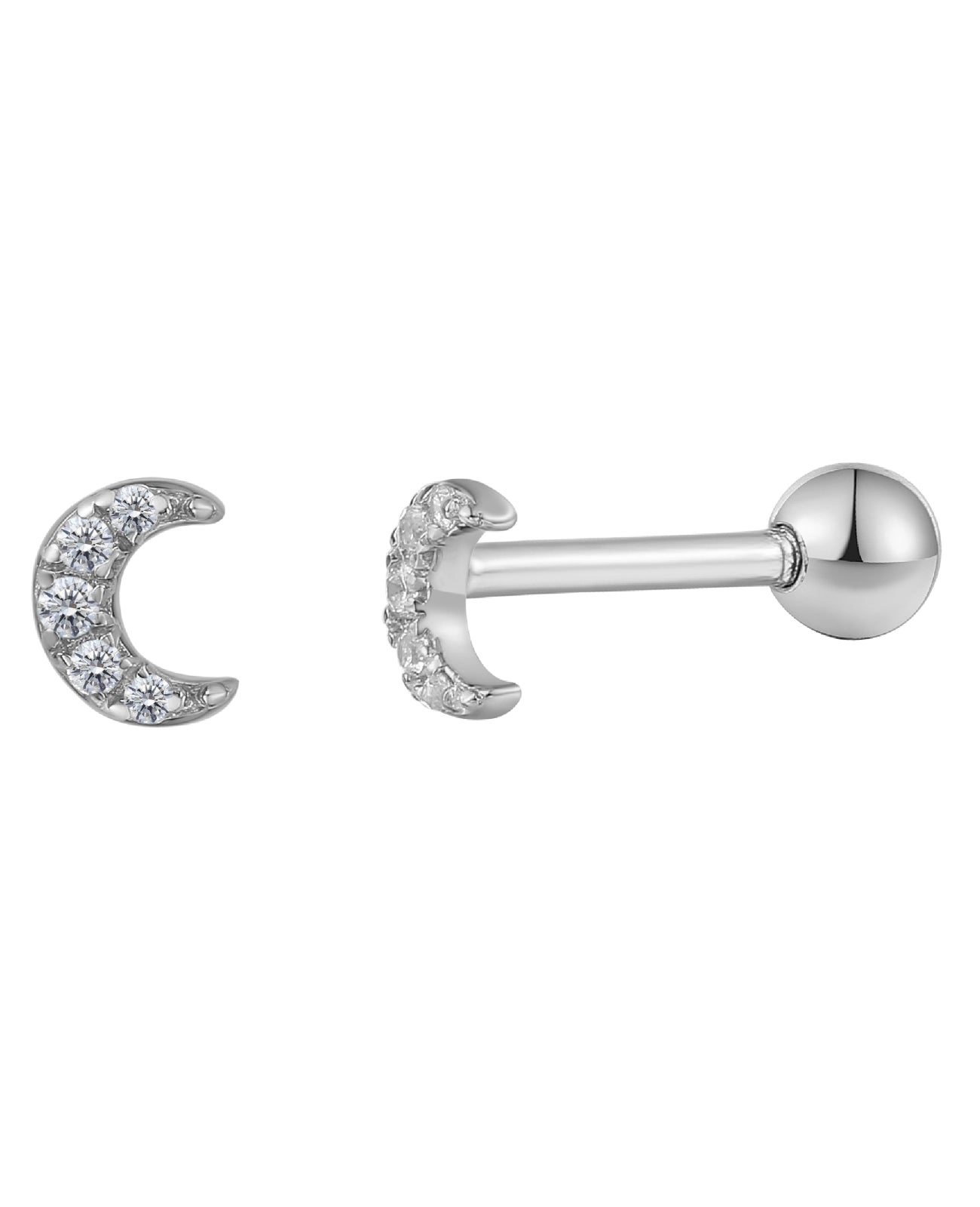 piercing ohrstecker mit schraubgewinde mondform mit zirkonia steinen besetzt