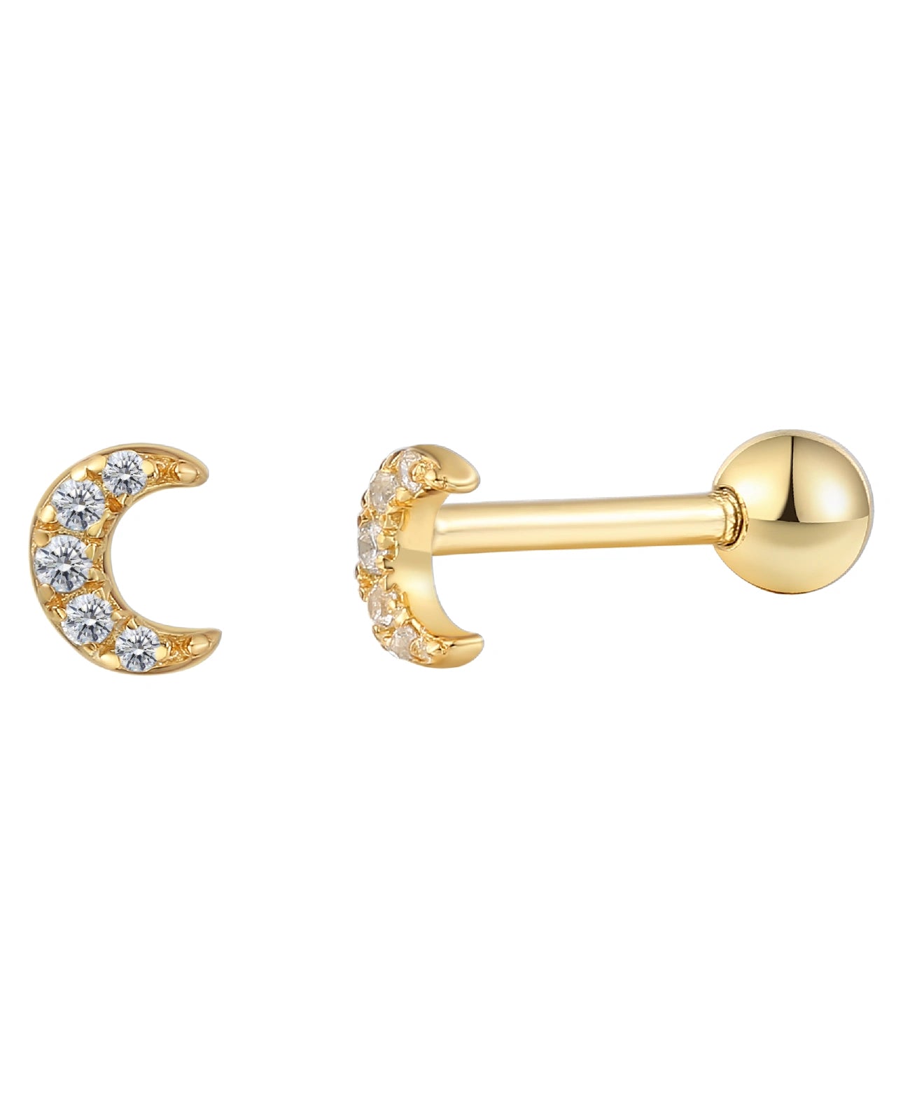 piercing ohrstecker mit schraubgewinde mondform mit zirkonia steinen besetzt