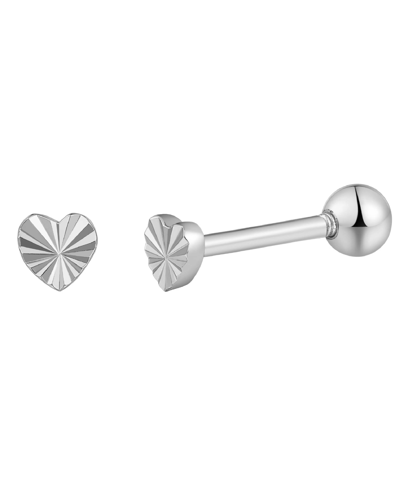 piercing ohrstecker mit schraubgewinde herzform gerillt