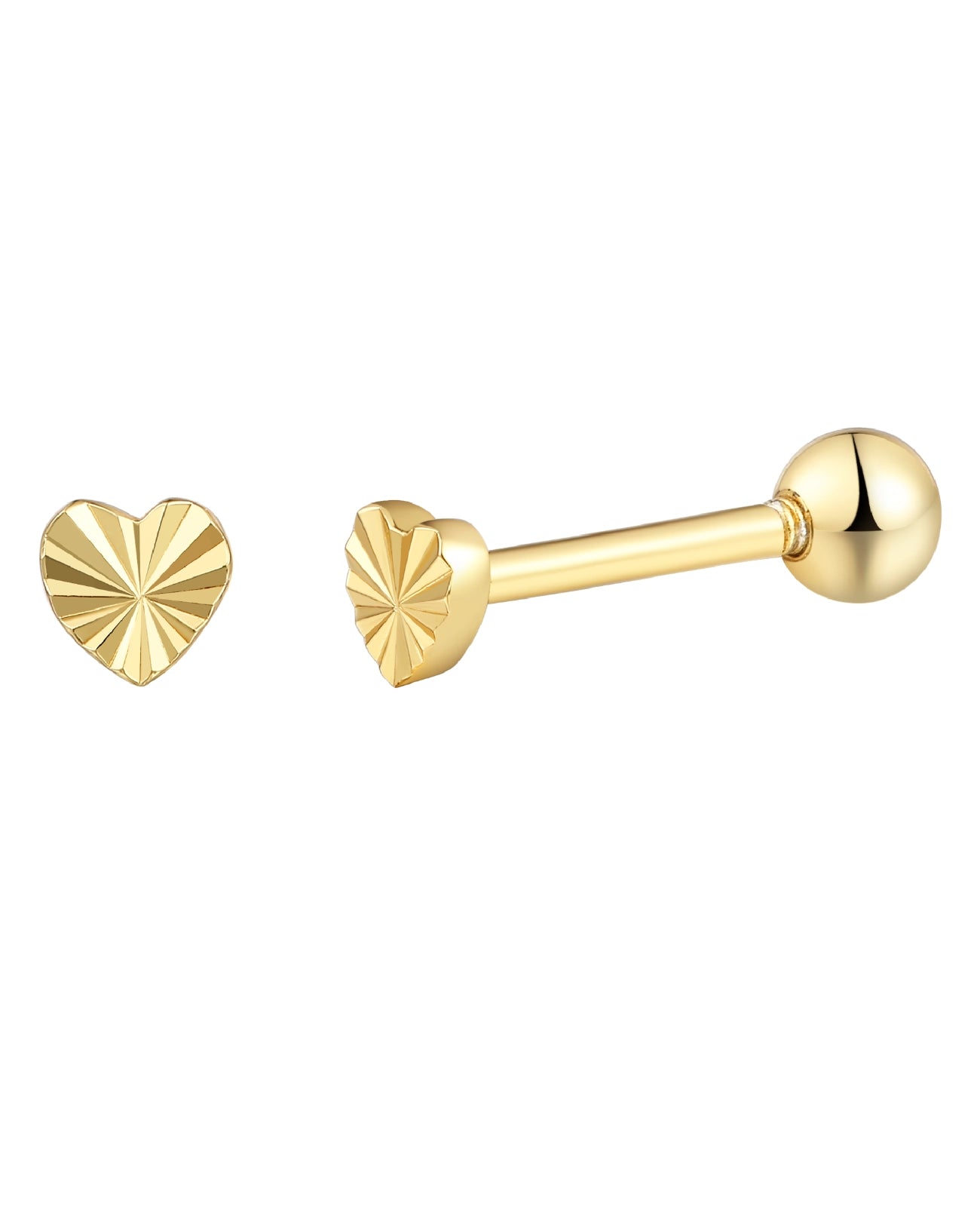 piercing ohrstecker mit schraubgewinde herzform gerillt