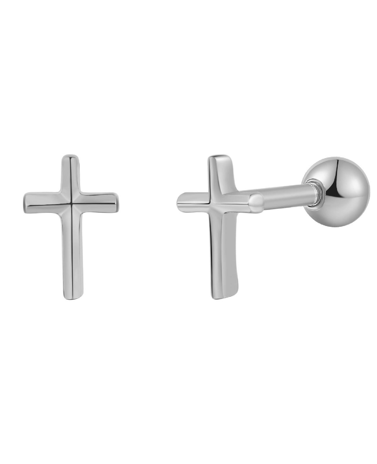 piercing ohrstecker mit schraubgewinde kreuz