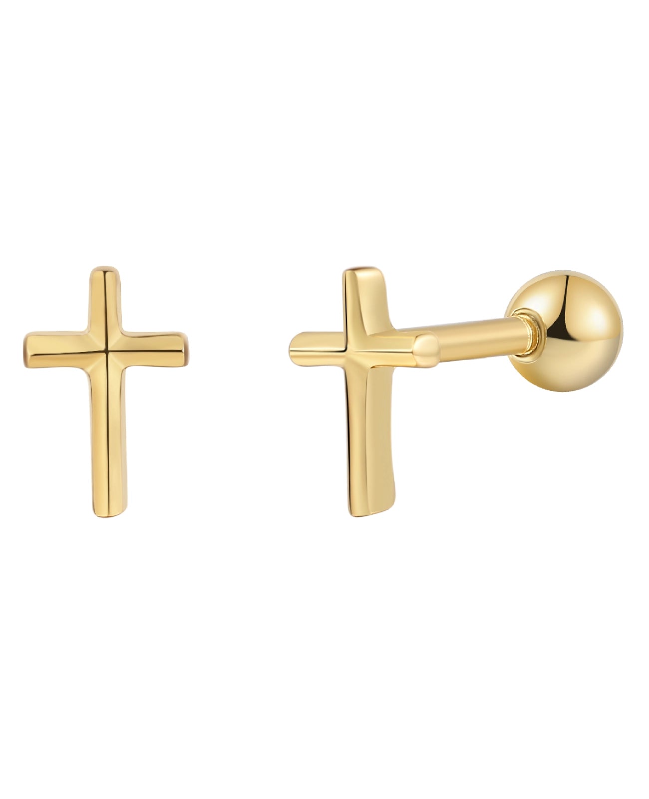 piercing ohrstecker mit schraubgewinde kreuz