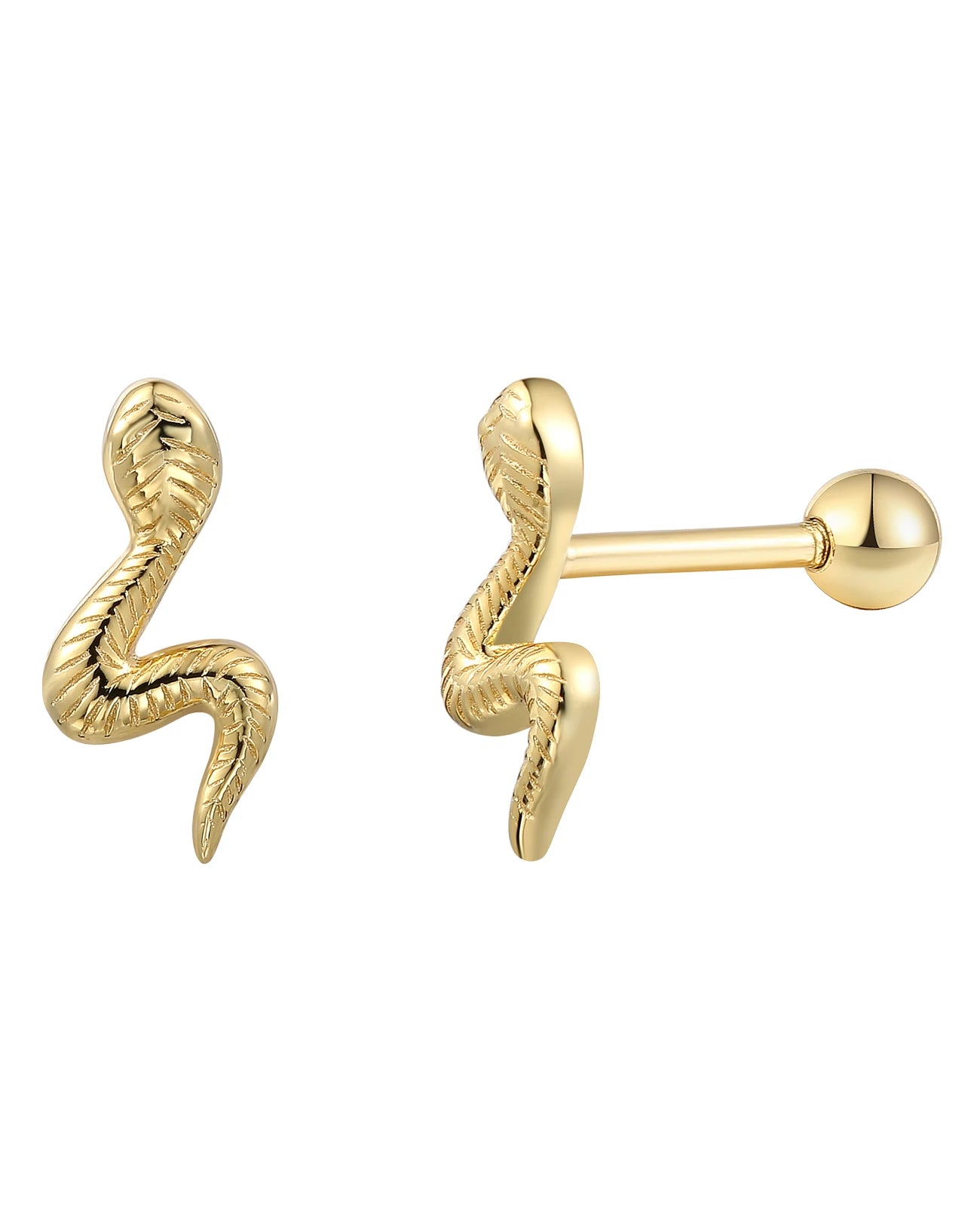 piercing ohrstecker mit schraubgewinde schlange