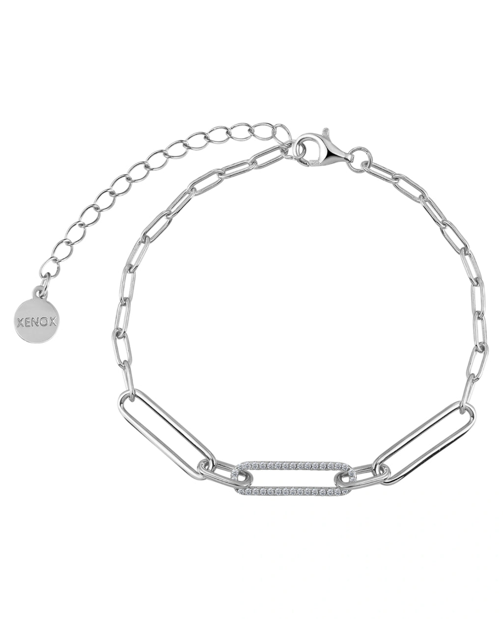 armband anker mit weiten gliedern mittelglied mit zirkonia besetzt